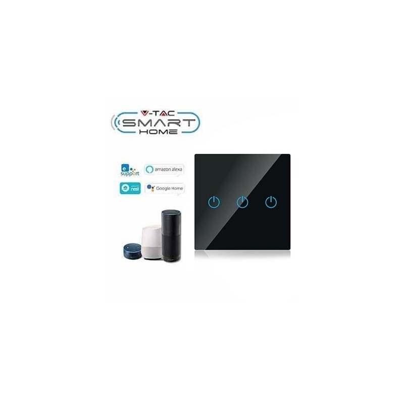 SMART INTERRUTTORE TOUCH WI-FI COLORE BIANCO O NERO CON 3 TASTI VT-5005 -  SKU 8419/ 8425