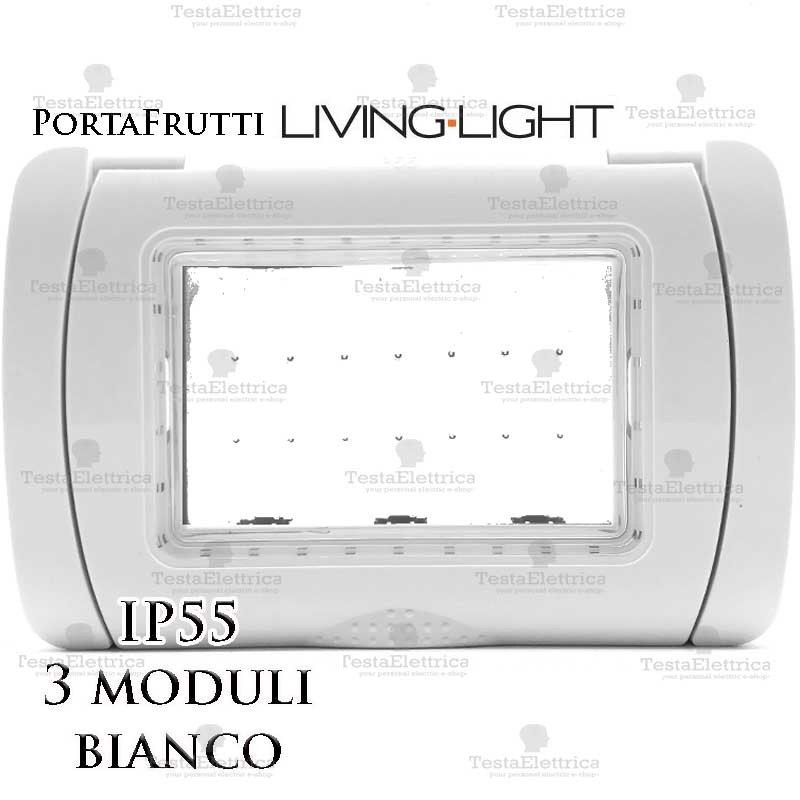 Coperchio a tenuta stagna su cassetta 503 per 3 moduli Living Light bianco