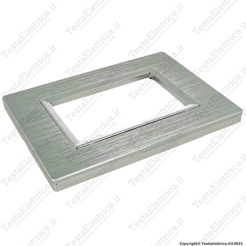 Placca in metallo compatibile vimar plana argento silver