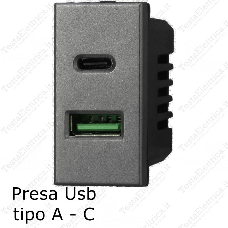 Caricatore USB tipo C e tipo A compatibile Bticino Axolute Tech