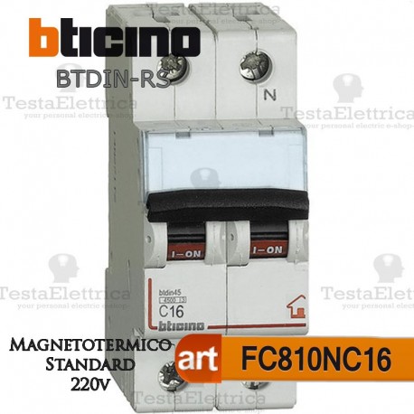 Bticino FC810NC16 Interruttore magnetotermico C16 ampere per quadro  elettrico