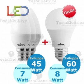 Promo 3 Pz. e14 7 watt + 1 Pz. e27 8w OMAGGIO