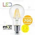 Lampadina Led filamento e27 goccia trasparente A60 7,5 watt