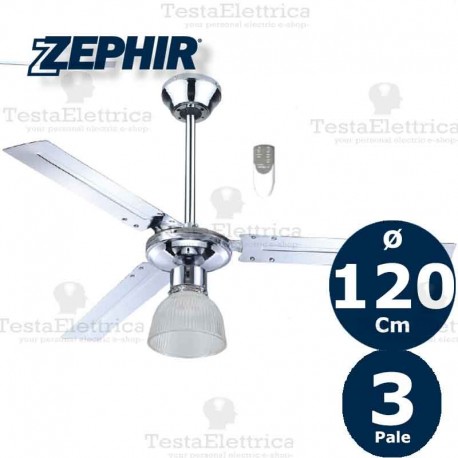 ZFR3121X Zephir - Ventilatore da soffitto cromato con telecomando