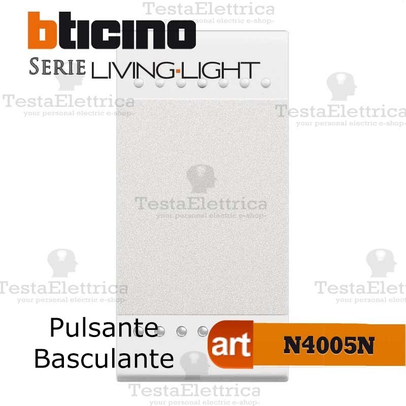BTICINO BTICINO LIVING LIGHT PULSANTE ASSIALE 1P NO 10A 2 MODULI COLORE  BIANCO N4055M2N