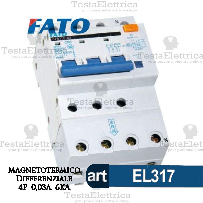 Interruttore Magnetotermico Differenziale 4P 16 ampere per centralino  elettrico